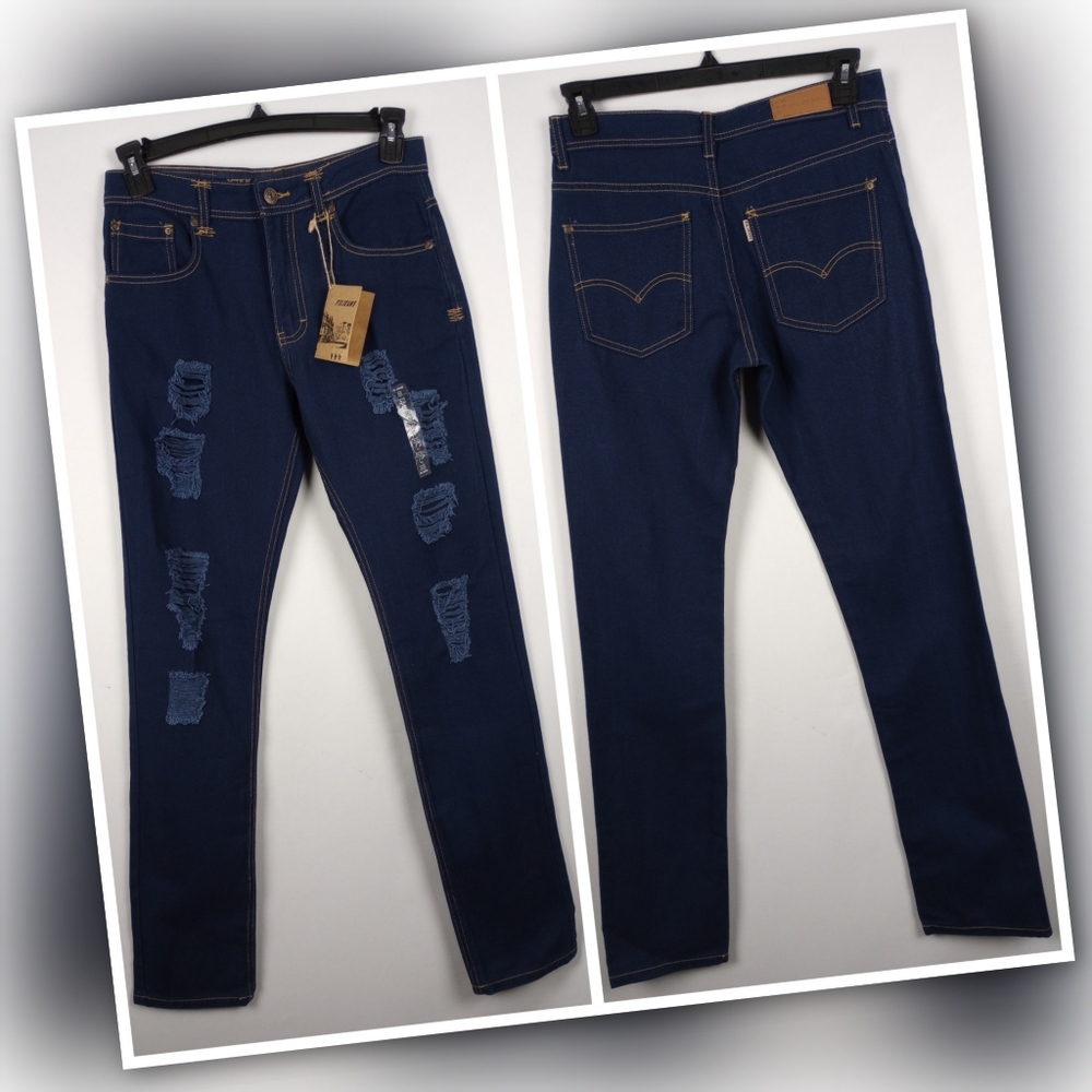 NWT FIL Jeans Size 32 Straight Leg Distressed Jeans